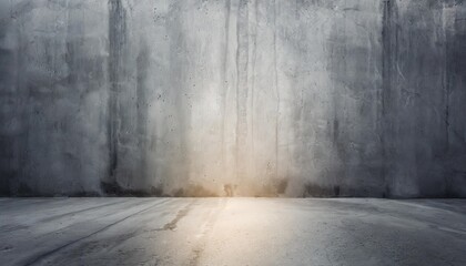 a concrete wall with a highlight of a central part light concrete wall texture and empty space - obrazy, fototapety, plakaty
