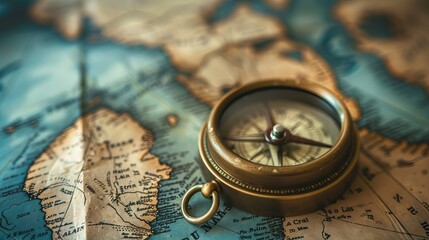Vintage Compass on Antique World Map: A Symbol of Navigation