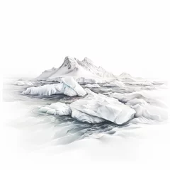 Foto op Canvas Minimalist digital artwork depicting the serene beauty of an arctic iceberg landscape, suitable for environmental themes. © Jane