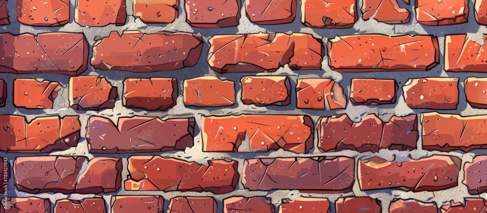 Poster weathered brick wall close-up showing multiple cracks and signs of age, adding character to the urba