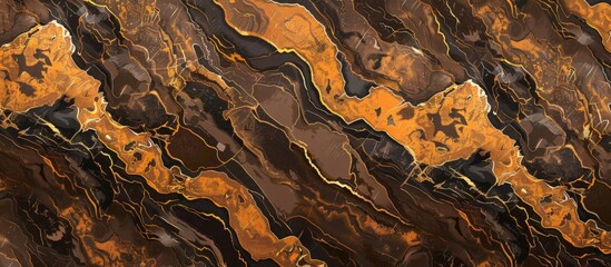 Detailed view of a marble surface featuring an elegant gold and black design