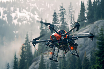 Advanced UAV equipped for human search operation in wilderness.