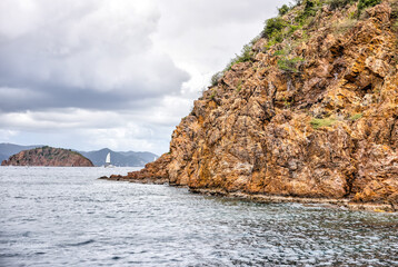 Tortola, British Virgin Islands - March 27, 2024: Boats and sights from the waters around Norman...