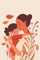 vector illustration with her kid flowers background