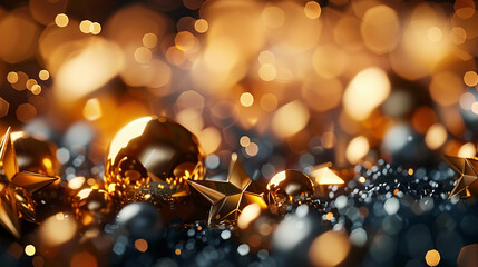 Shiny gold decoration glows illuminates celebration, AI Generative.