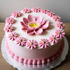 Fototapeta na wymiar wedding cake with pink flowers