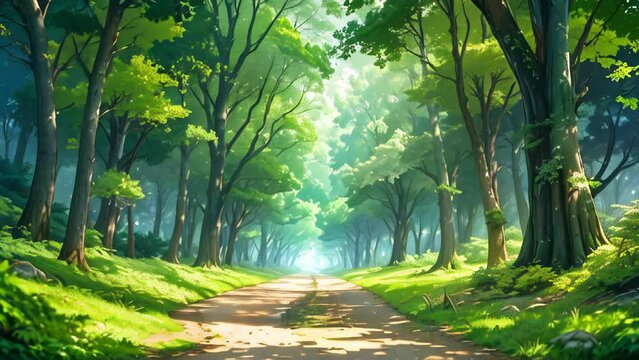 A path in a fairy-tale green forest. High quality 4k footage