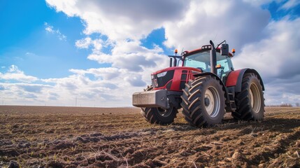 Obraz premium A large modern tractor in the field. AI generative.