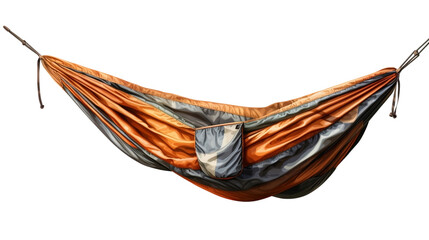 Obraz na płótnie Canvas Realistic outdoor camping hammock with carrying bag for relaxation. Isolated On Transparent Background OR PNG Background OR White Background.