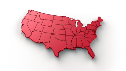 Stylized map of the USA. AI generative.