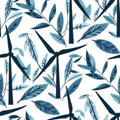 Obraz premium Frameless Wind Turbine Tile Pattern for Renewable Energy Design