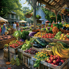 Fototapeta na wymiar The Local Harvest: A Bustling Morning at a New Jersey Farmers Market