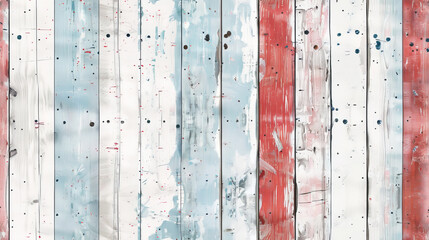 light red, white and blue wooden wall, in the style of light colors, splattered paint,