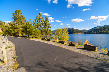 The Osprey Point Trailhead along the Centennial Trail path as it makes it's way along the lake near...