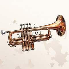Obraz premium Watercolor Bugle, clipart Illustration, Generative Ai