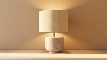 Blank mockup of a contemporary table lamp crafted from recycled materials and a paper lampshade. . - obrazy, fototapety, plakaty