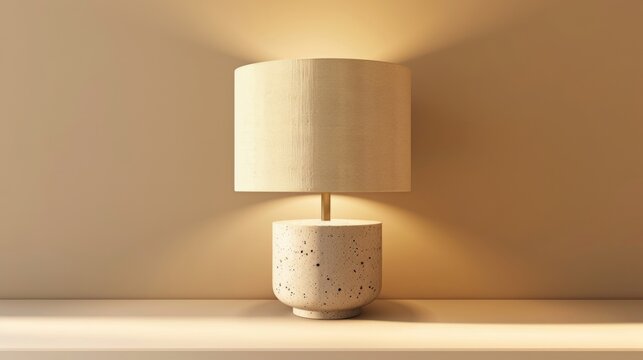 Blank mockup of a contemporary table lamp crafted from recycled materials and a paper lampshade. .
