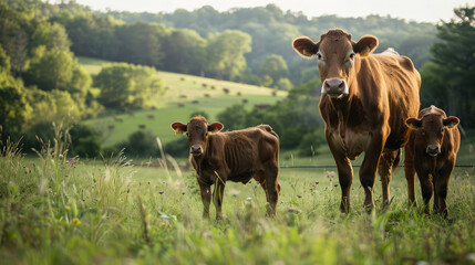 Cows are raising their young