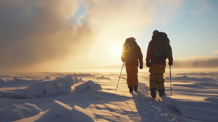 Two men travel to the North Pole