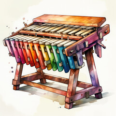 Watercolor Xylophone, clipart Illustration, Generative Ai