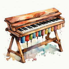 Watercolor Xylophone, clipart Illustration, Generative Ai