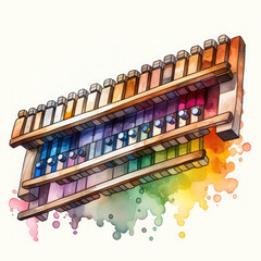 Naklejka premium Watercolor Xylophone, clipart Illustration, Generative Ai