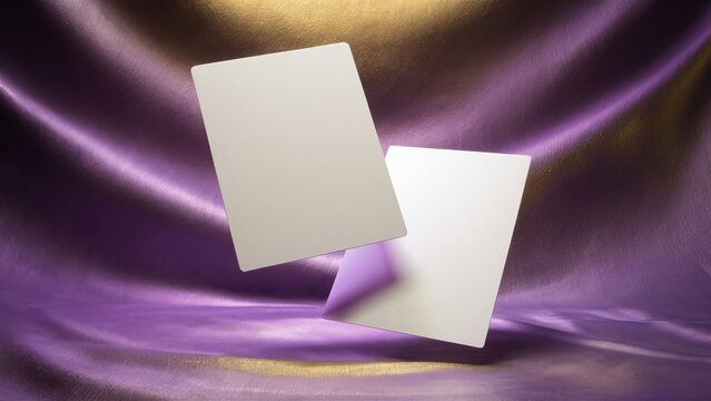 Mystique of Blank Cards: Levitation Over Golden-Purple Satin