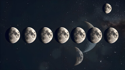 Detailed Lunar Cycle Calendar with Emphasized New Moon Phases - obrazy, fototapety, plakaty