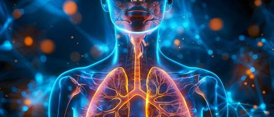 Exploring Breath: The Rhythms of Our Respiratory Symphony. Concept Breathing Techniques, Wellness Practices, Respiratory Health, Mindful Breathing - obrazy, fototapety, plakaty