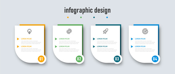 Infographic design modern template. timeline with 4 steps, options. can be used for workflow diagram, info chart, web design. vector illustration.