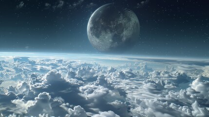 Naklejka na ściany i meble Moon above the clouds.