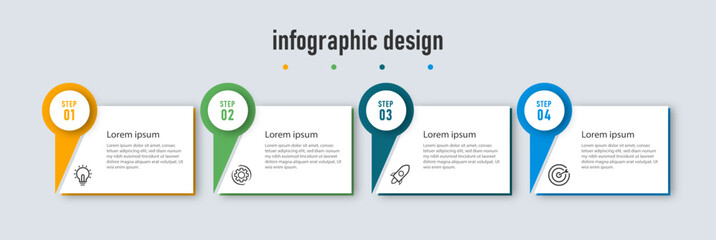 Infographic design modern template. timeline with 4 steps, options. can be used for workflow diagram, info chart, web design. vector illustration.