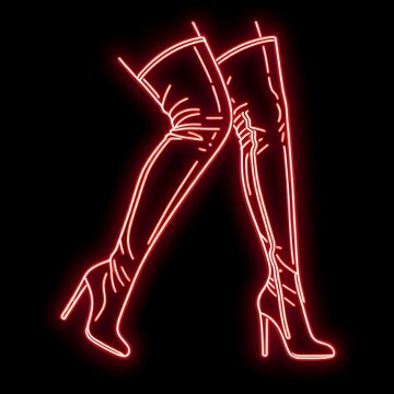 Red Neon Thigh High Boots