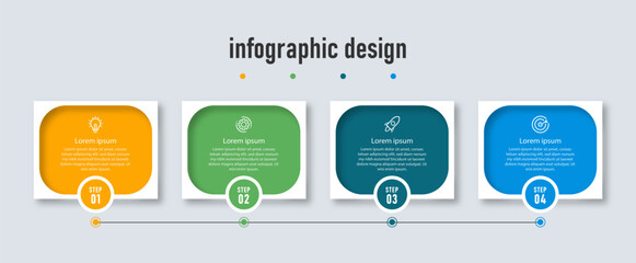 Business infographics design template. timeline with 4 steps, options. can be used for workflow diagram, info chart, web design. vector illustration.