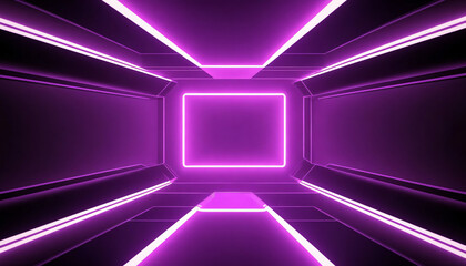 Abstract Purple Pink Glowing 3d Empty Room Background