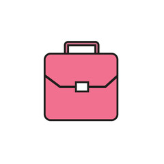 Flat briefcase icon symbol vector Illustration.