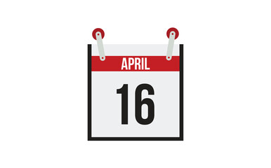 April 16. Calendar on white background.