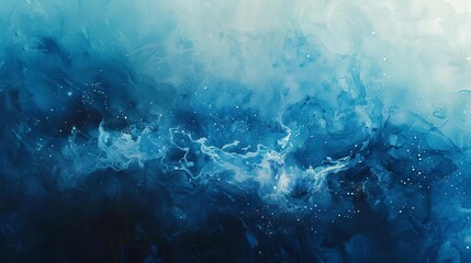 abstract blue watercolor space background with nebula and galaxy artistic cosmic illustration