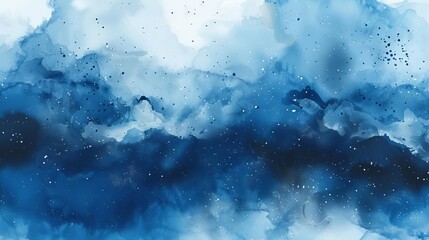 abstract blue watercolor space background with nebula and galaxy artistic cosmic illustration - obrazy, fototapety, plakaty