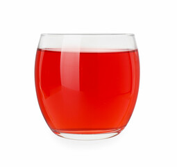Refreshing pomegranate juice in glass isolated on white