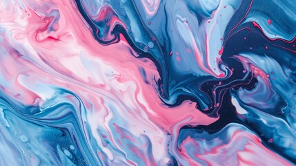 acrylic pour painting abstract background with fluid marbled pink and blue colors liquid texture banner illustration