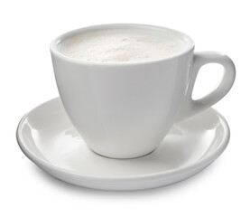 Cup of aromatic coffee isolated on white