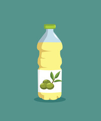 Olive Oil Bottle Vector Cartoon Illustration Design. Mediterranean food ingredient great for salad preparation 

