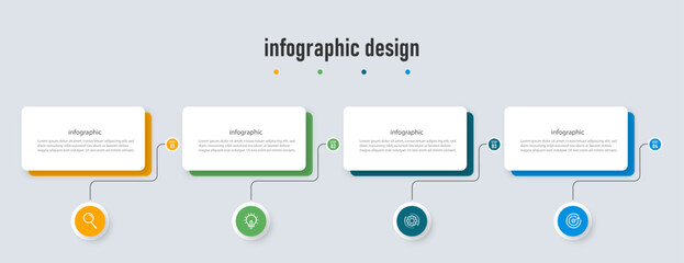 Infographics design template. timeline with 4 options. can be used for workflow diagram, info chart, web design. vector illustration.