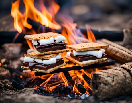s'mores on the campfire