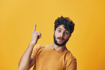 Man guy looking happy white young background person expression portrait adult handsome studio face - obrazy, fototapety, plakaty