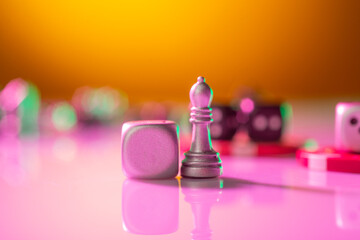 color gaming background with chess piece