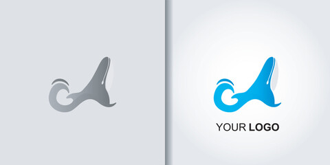 blue whale logo set