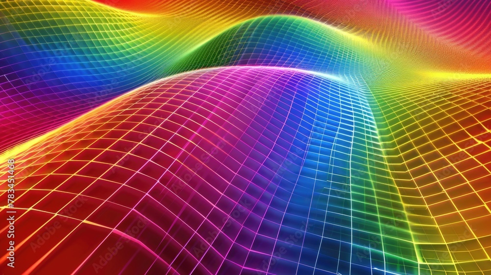 Poster abstract background in the form of a rainbow grid. ai generative.