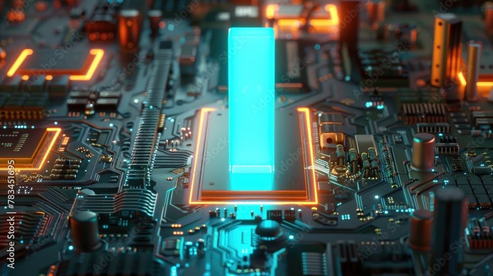 Poster computer background or screensaver on a pc in the style of cyber technologies of the future. ai gene